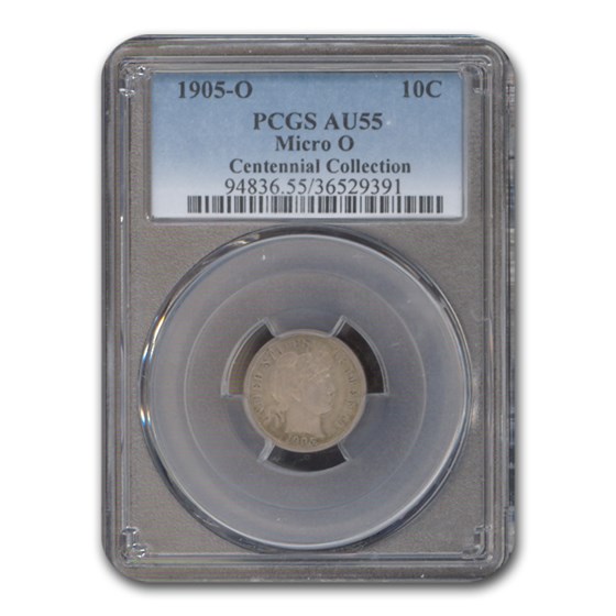 1905-O Barber Dime AU-55 PCGS (Micro O) 1905-O Barber Dime AU-55 PCGS (Micro O)